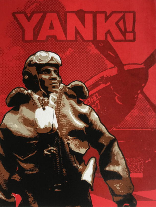 YANK! A fake magazine cover for Yank the army magazine featuring a Tuskegee Airman pilot and plane