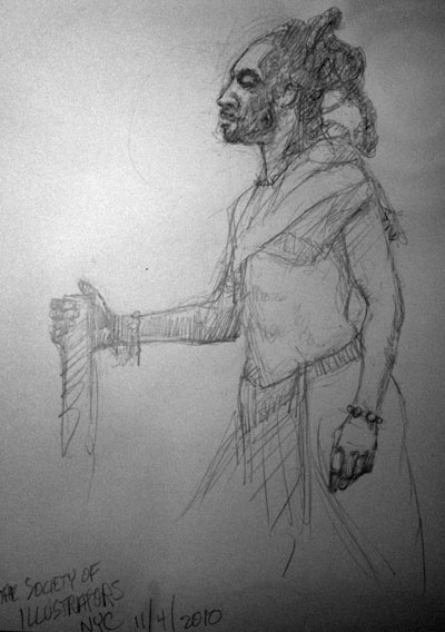 The New York Society Of Illustrators Sketch Night 3 Charcoal sketch of an African warrior at the New York Society of Illustrators Sketch Night.