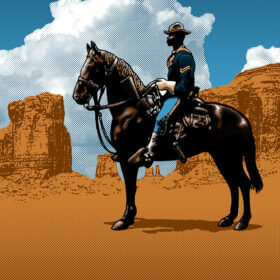 Buffalo Soldier on horseback
