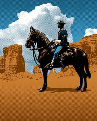 Buffalo Soldier on horseback