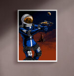 Astronaut Jeff Long toy shooting a laser