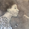 Oil painting using a scratchboard technique of Nina Simone.