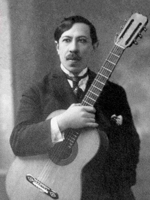 Photo of Augustine Barrios with guitar