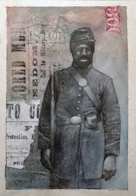 African American Union Soldier painting and collage