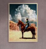 Buffalo on horseback art print