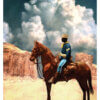 Buffalo on horseback art print by S. C. James