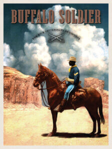 Buffalo on horseback Vintage Style print by S. C. James