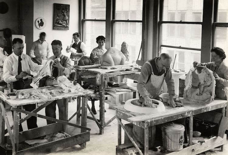 Sculpture workshop in New York sponsored by the Federal Art Project 1940