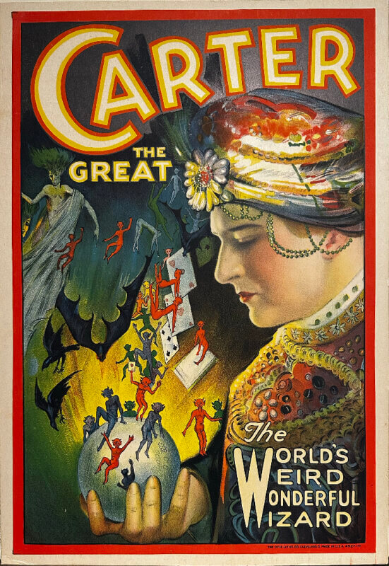 Uncovering the Magic: Authenticating My Early 1900s “Carter the Great” Lithograph 1 Original early 1900s Carter the Great stone lithograph window poster by Otis Lithograph Company.